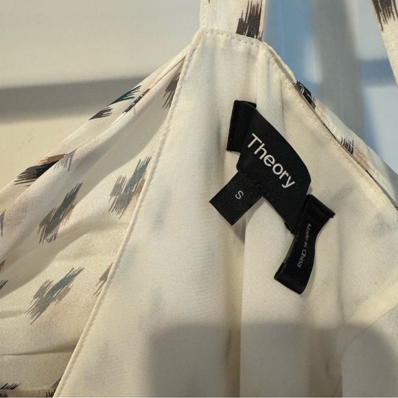 Theory Floral lkat Print Silk Tie Back Slip Midi Dress Size Small - Picture 5 of 10